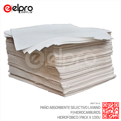AB7341 - PAÑO ABSORBENTE SELECTIVO HIDROCARBUROS LIGHT - PACK X 100U