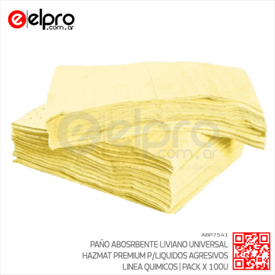 ABP7541 - PAÑO ABSORBENTE UNIVERSAL - LINEA QUIMICOS - PACK X 100U