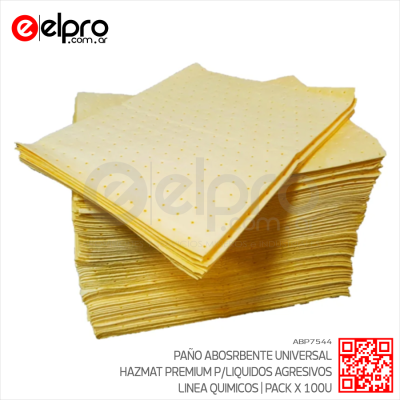 ABP7544 - PAÑO ABOSRBENTE UNIVERSAL - LINEA QUIMICOS - PACK X 100U