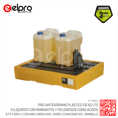 PT2001 - PISO ANTIDERRAME PLASTICO DE 60 LTS