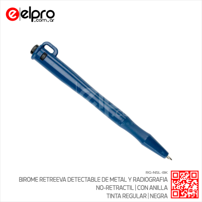 RG-NSL-BK - BIROME RETREEVA DETECTABLE METAL RADIOGRAFIA NO-RETRACTIL TINTA REGULAR NEGRO