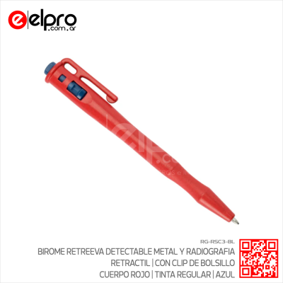 RG-RSC3-BL - BIROME RETREEVA RETRACTIL C.ROJO TINTA REGULAR CLIP DE BOLSILLO AZUL